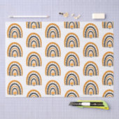 オレンジと黒の虹のこうもりホワイトハロウィーン 薄葉紙 (クラフト)