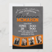 オレンジと黒の黒板フォトフィルムストリップグラード 招待状 (正面)