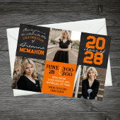 オレンジと黒の黒板3写真卒業 招待状