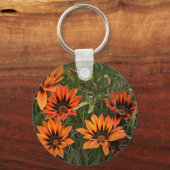 オレンジと黒ガザニアのキーリング キーホルダー (正面)