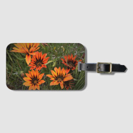 オレンジと黒ガザニアの荷物タグ ラゲッジタグ