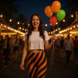 オレンジと黒ストライプ色 レギンス