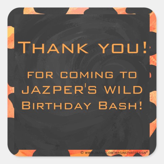 オレンジと黒ゼブラモノグラム スクエアシール (正面)