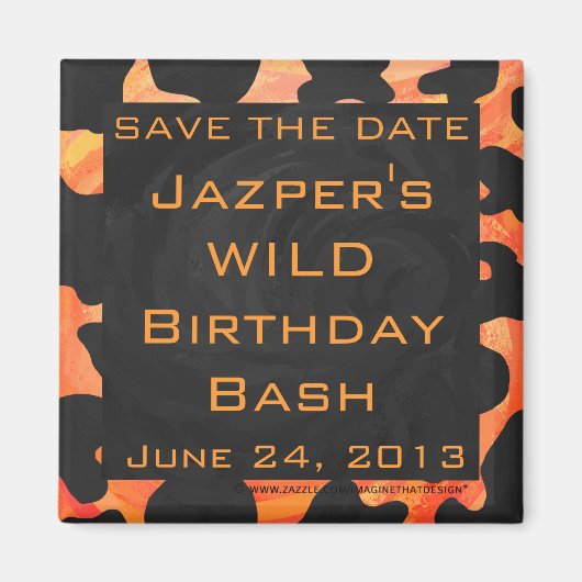 オレンジと黒ゼブラモノグラム マグネット (正面)