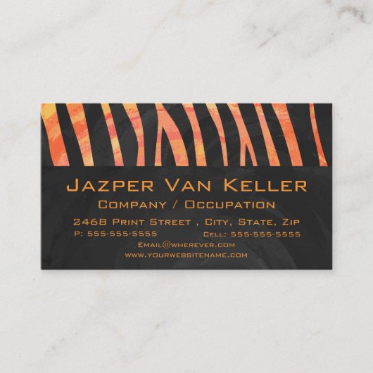 オレンジと黒ゼブラモノグラム 名刺 (正面)