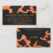 オレンジと黒ゼブラモノグラム 名刺 (正面/裏面)