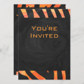 オレンジと黒ゼブラモノグラム 招待状 (正面/裏面)