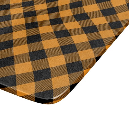 オレンジと黒バッファローチェックハロウィーン カッティングボード (角)