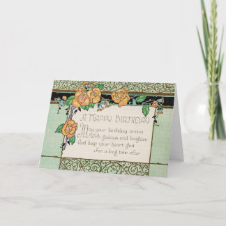 オレンジによってはアールデコの韻を踏む詩のバースデー・カードが開花します カード