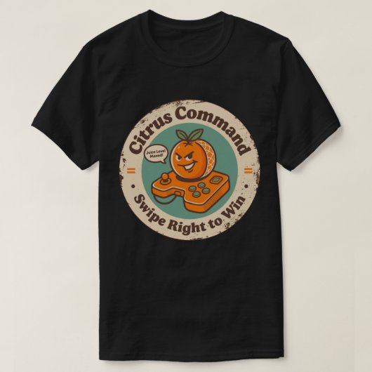 オレンジにスワイプ右で勝利を Citrus Command Tシャツ (デザイン正面)