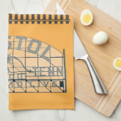 オレンジにトラックを付けたブリストルのスローガン キッチンタオル (四つ折り)