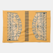 オレンジにトラックを付けたブリストルのスローガン キッチンタオル (横)