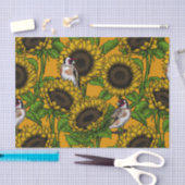 オレンジにヒマワリと金魚 薄葉紙 (クラフト)