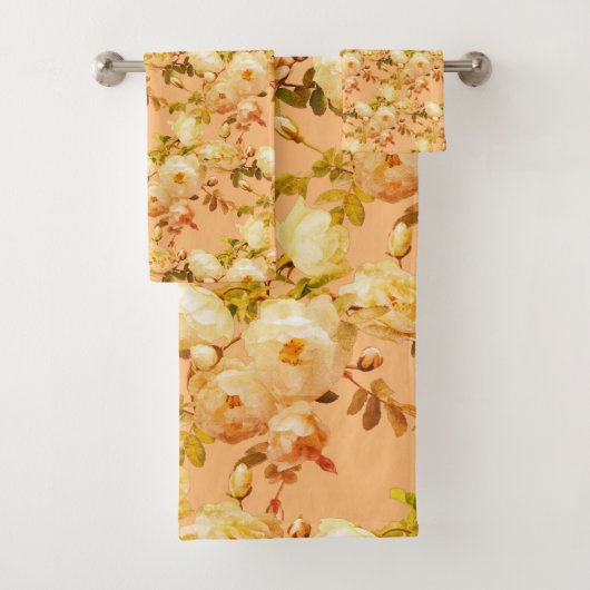 オレンジにロマンチックな白いバラ バスタオルセット (インサイチュ)
