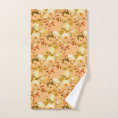 オレンジにロマンチックな白いバラ バスタオルセット (ハンドタオル)