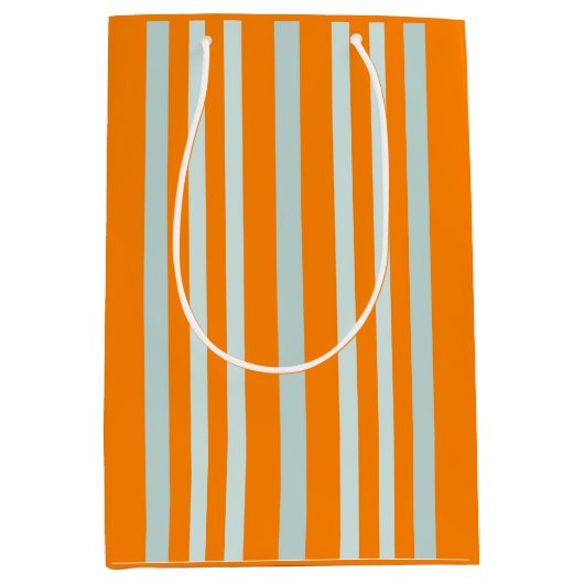 オレンジに灰色がかった灰色のストライプ緑の線の ミディアムペーパーバッグ (正面)