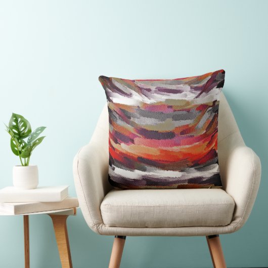 オレンジに灰色に紫色の抽象芸術の絵を描くこと クッション (椅子)