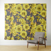 オレンジに灰色の葉バラの黄色 タペストリー (インサイチュ(横))