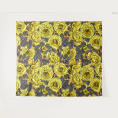 オレンジに灰色の葉バラの黄色 タペストリー (正面(横))