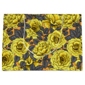 オレンジに灰色の葉バラの黄色 ラージペーパーバッグ (正面)