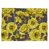 オレンジに灰色の葉バラの黄色 ラージペーパーバッグ (裏面)