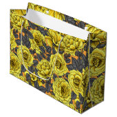 オレンジに灰色の葉バラの黄色 ラージペーパーバッグ (正面アングル)