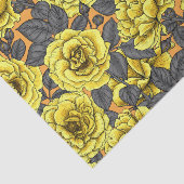 オレンジに灰色の葉バラの黄色 薄葉紙 (詳細)