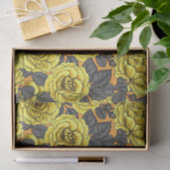 オレンジに灰色の葉バラの黄色 薄葉紙 (ギフト)