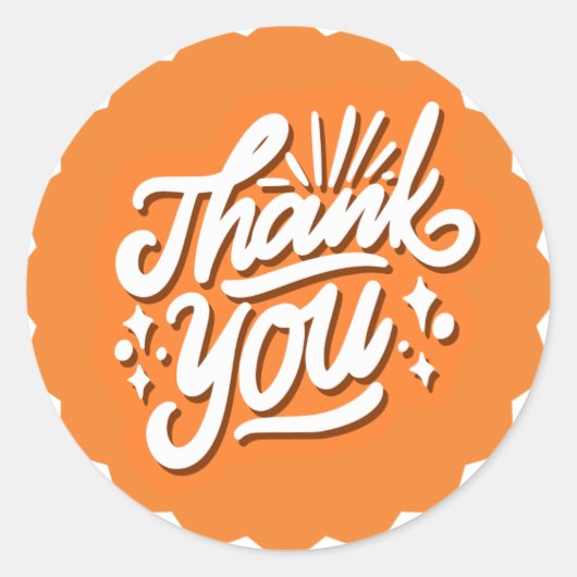 オレンジに白の「ありがとう」 ラウンドシール (正面)