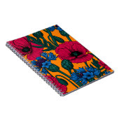 オレンジに赤いケシと青いトウモロコシの花 ノートブック (右側)