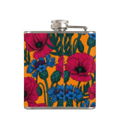 オレンジに赤いケシと青いトウモロコシの花 フラスク (裏面)