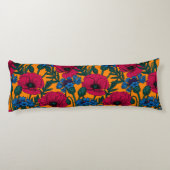 オレンジに赤いケシと青いトウモロコシの花 ボディピロー (裏面)