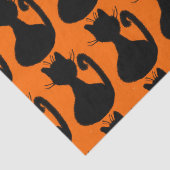 オレンジに黒い猫のシルエット 薄葉紙 (詳細)