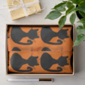 オレンジに黒い猫のシルエット 薄葉紙 (ギフト)