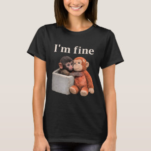 オレンジのおもちゃで殴る悲しいサル 私大丈夫です Tシャツ
