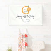 オレンジのかぼちゃの秋 誕生日 21歳 グレー パステルカラー 秋 横断幕 (インサイチュ)