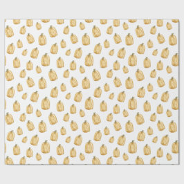 オレンジのかぼちゃ 秋の水彩画 ふるさと風 ラッピングペーパー
