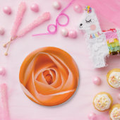 オレンジのばら色の花の紙皿 ペーパープレート (パーティー)