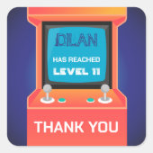 オレンジのアーケードゲーマー感謝していユーステッカー スクエアシール (正面)