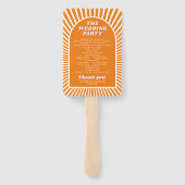 オレンジのアーチと太陽光線のグルービーウェディングプログラム ハンドファン (裏面)