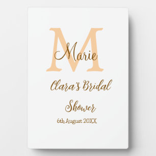 オレンジのイニシャル入りウェディングシャワー　名前　現代風シンプル フォトプラーク