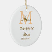オレンジのイニシャル結婚前お祝い名前 現代 シンプル セラミックオーナメント (右)