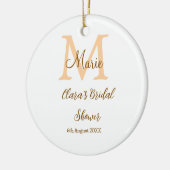 オレンジのイニシャル結婚前お祝い名前 現代 シンプル セラミックオーナメント (左)