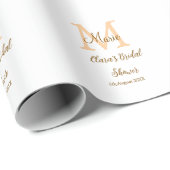 オレンジのイニシャル 結婚前のお祝い 名前 現代 シンプル ラッピングペーパー (ロールコーナー)