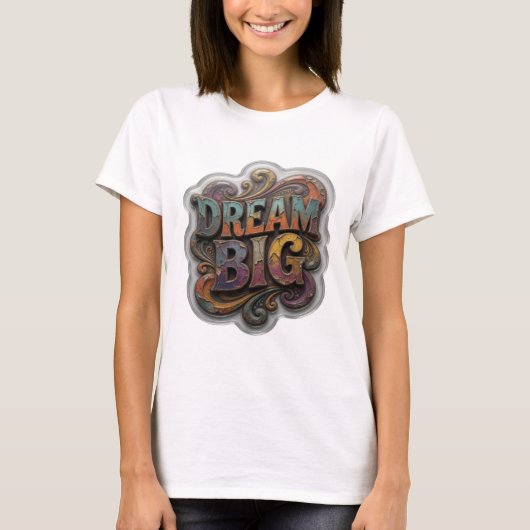 オレンジのウィットに富んだDREAM BIG Tシャツ (正面)