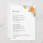 オレンジのウェディングウェルカムレターとスケジュールカード 招待状 (裏面)