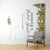 オレンジのウェディングシャワーの背景　写真撮影ブース タペストリー (インサイチュ(横))