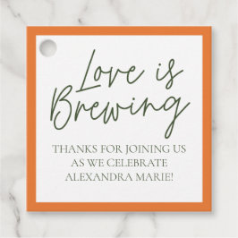 オレンジのウェディングシャワーフェルトタグ フェイバータグ