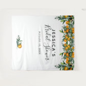 オレンジのウェディングシャワー背景写真ブース タペストリー (正面(横))