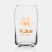 オレンジのウェディングプランナー名前レター日付男性パステルカラー ガラス缶 (裏面)